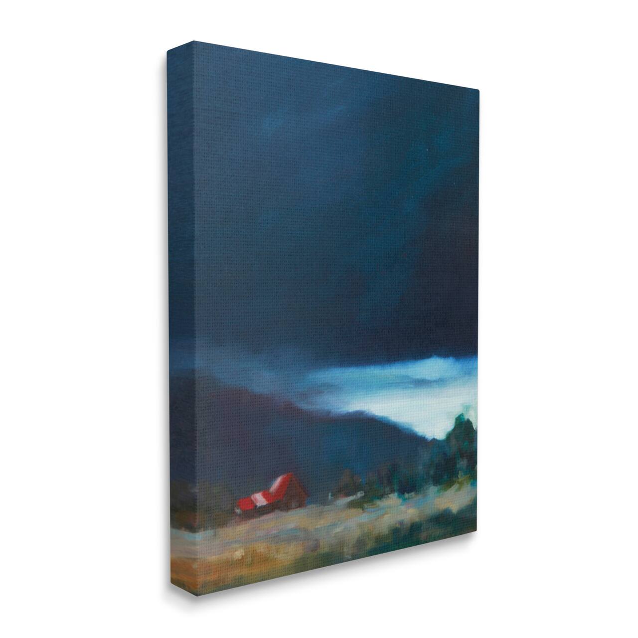 Stupell Industries Storm Clouds over Countryside Cottage Landscape Canvas Wall Art